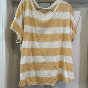 Maurice’s 24/7 t-shirt. Yellow Stripe. Cuffed Sleeves